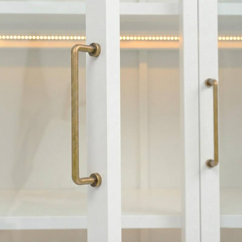 76.75"Tall Display Cabinet,with Glass Doors and LED Lights,Steel Curio Cabinet with 3-Sided Glass,Pantry Cabinet with Storage