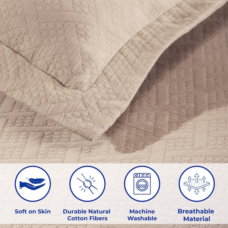 Superior Basketweave Cotton Decorative Bedspread Set