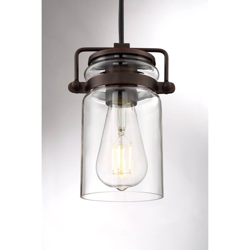 Antebellum 1-Light Mini Pendant Fixture Mahogany Bronze Finish with Clear Glass - N/A