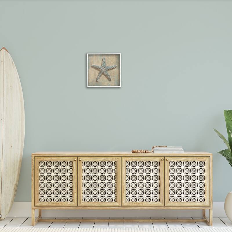 Stupell Starfish Beach Objects Design,12 x 12, Framed Wall Art