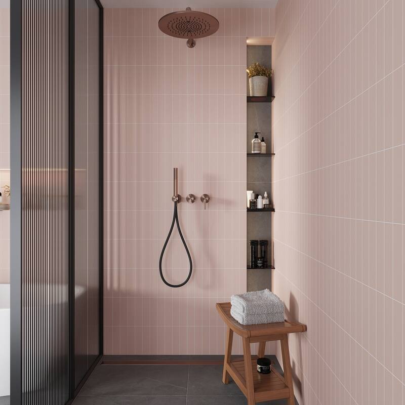 Apollo tile 2" x 8" Arte Matte Pink Ceramic Tile (6.46 sq ft/case) - 60 Pack