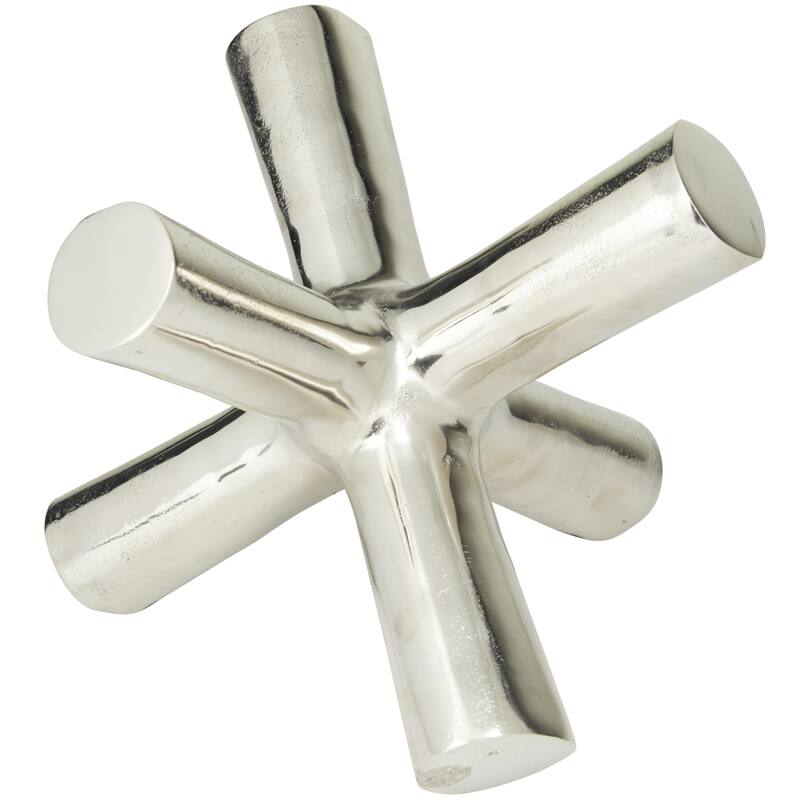 Aluminum Metal Abstract Jack Decorative Sculpture - Silver or Gold - Roche River Decor - Silver - 10"W, 9"H