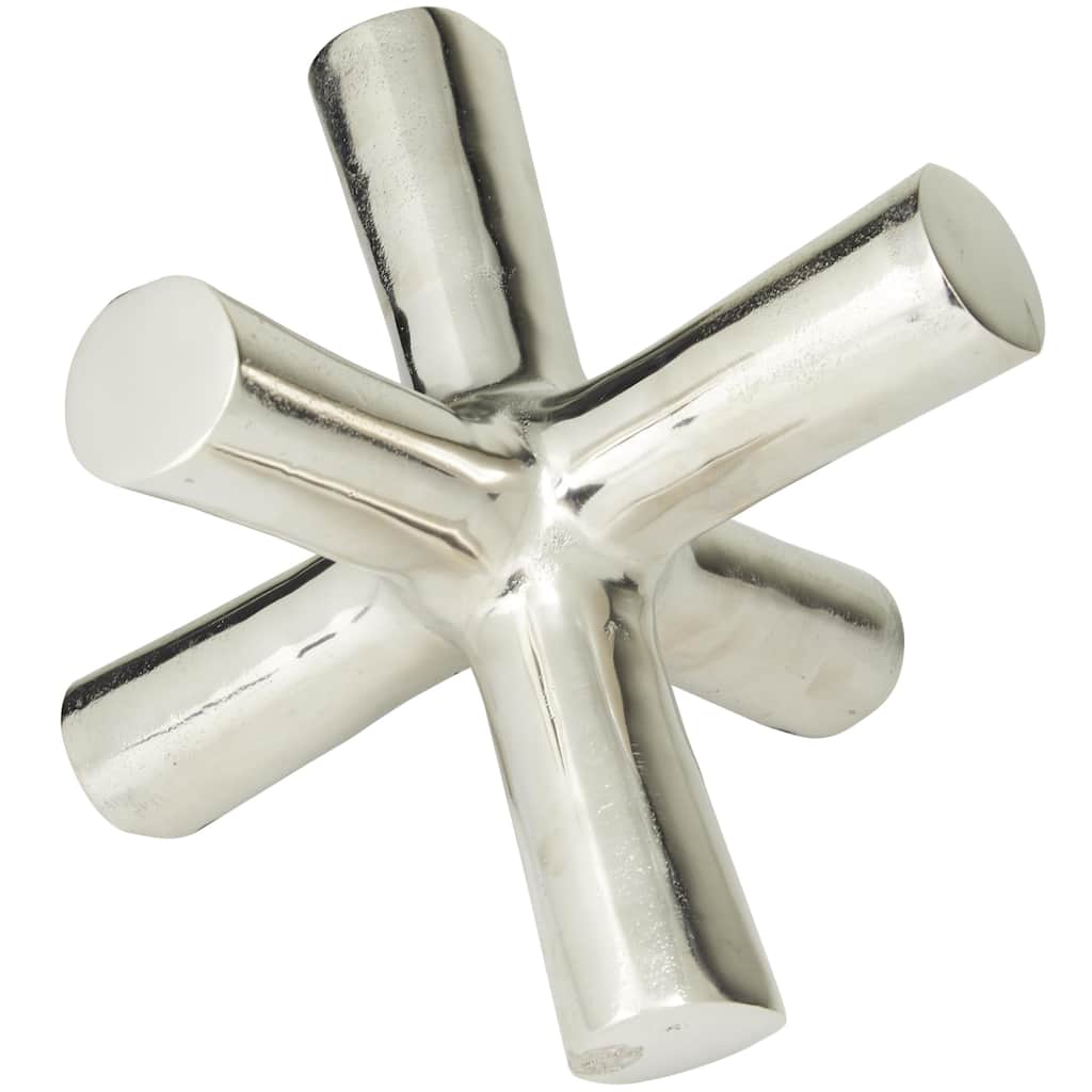 Aluminum Metal Abstract Jack Decorative Sculpture - Silver or Gold - Roche River Decor