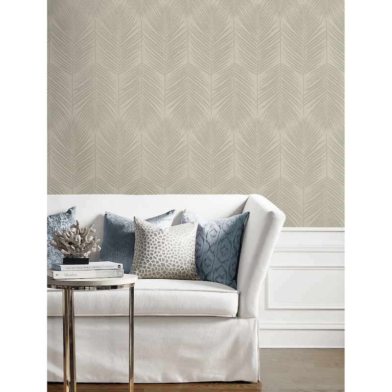 Seabrook Designs Persei Palm Glass Beaded Unpasted Wallpaper