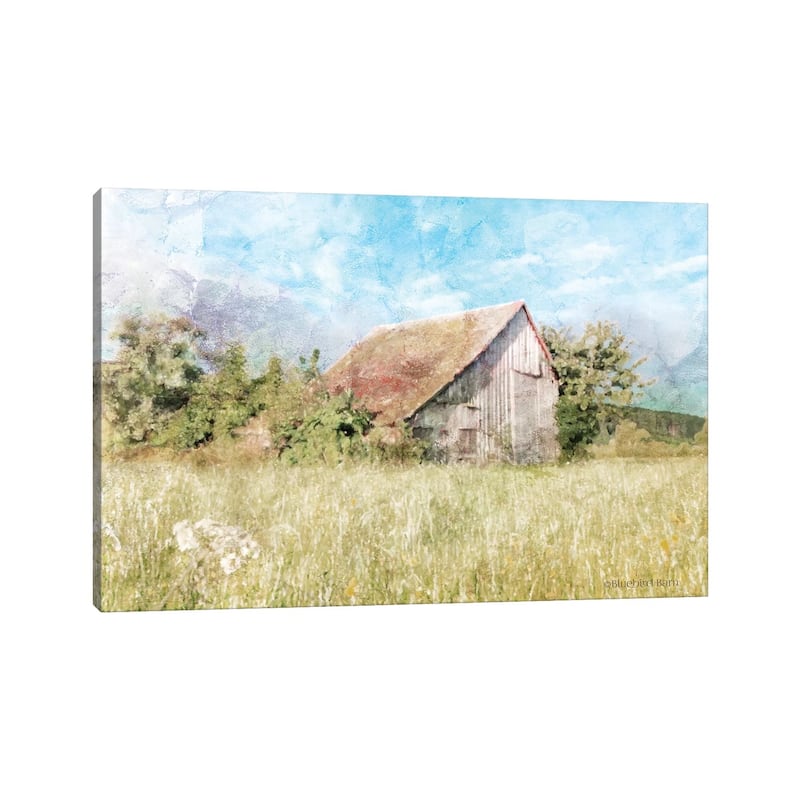 iCanvas "Spring Green Meadow by the Old Barn" by Bluebird Barn Canvas Print