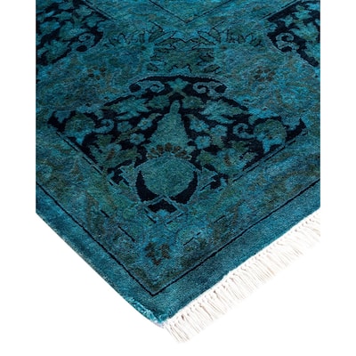 Fine Vibrance, One-of-a-Kind Hand-Knotted Area Rug - Blue, 6' 1" x 8' 3" - 6' 1" x 8' 3"