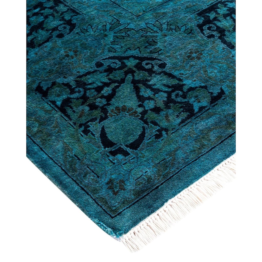 Fine Vibrance, One-of-a-Kind Hand-Knotted Area Rug - Blue, 6' 1" x 8' 3" - 6' 1" x 8' 3"