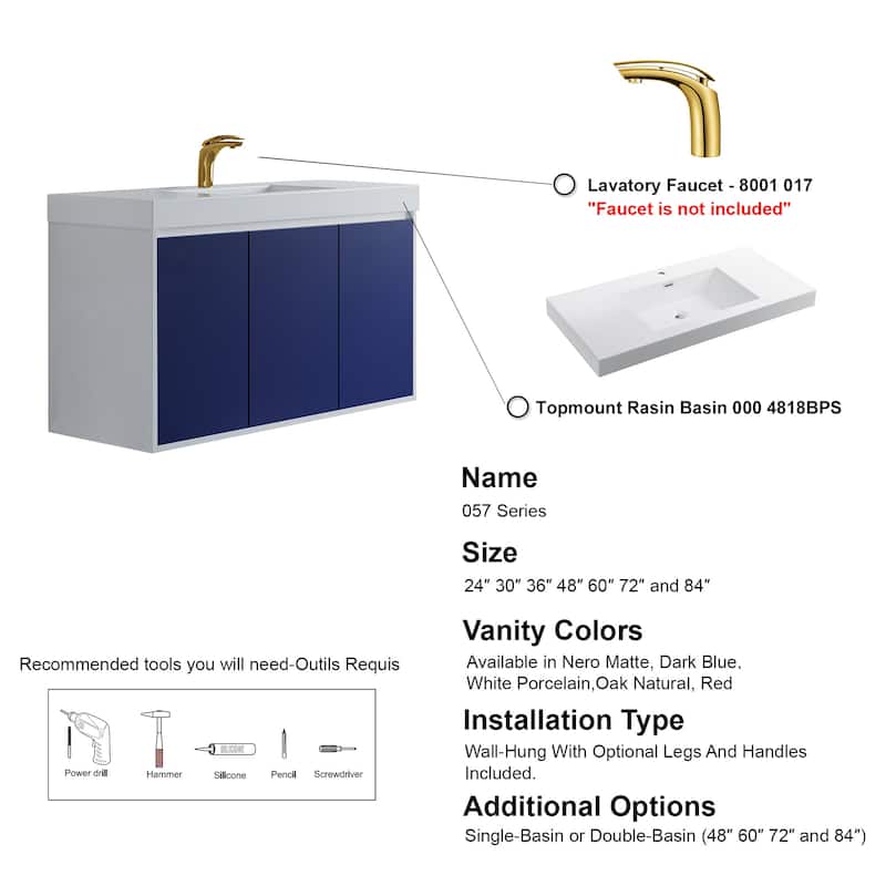 Kennan 48" Single Bathroom Vanity Set with Rectangle Legs