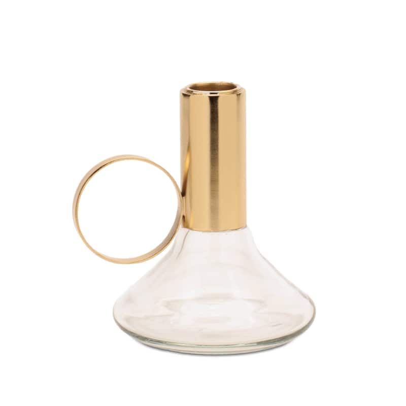 Modern Metal Taper Candle Holder with Glass Base (Set of 2)