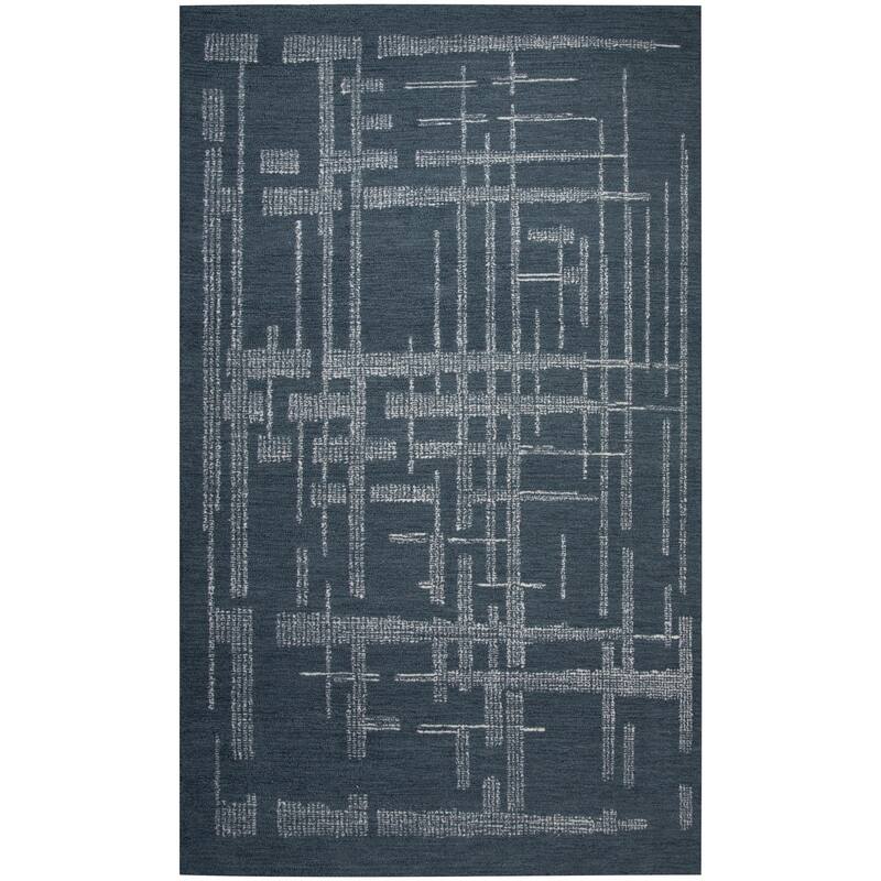 Alora Decor Weston Hand-tufted Lines Wool Rug - Blue - 5' x 7'6"