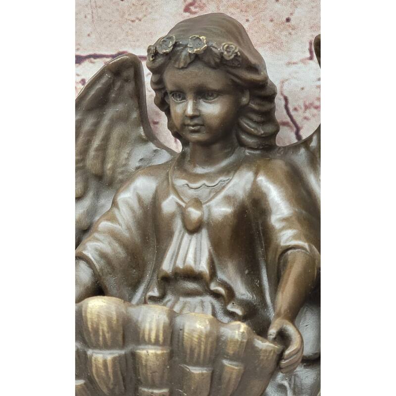 Original Milo Young Guardian Angel Wall Mount Genuine Bronze Statue Sculpture Nr