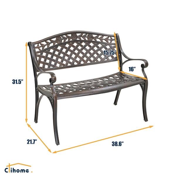 Clihome Outdoor Patio Cast Aluminum Yard Garden Bench Bed Bath