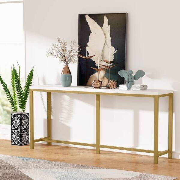 slide 2 of 19, Extra Long Sofa Table, 70.9 inches Console Table Behind Couch/Sofa, Entrance Table/Bar Table Gold