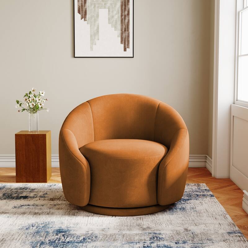 35" Wide 360-Degree Swivel Accent Barrel Chair