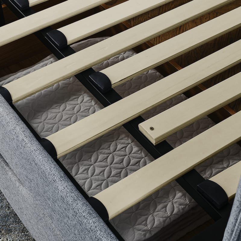 Roomfitters Twin Upholstered Daybed with Trundle, Underbed Storage and Flat Arms with Side Pocket, Extendable Design