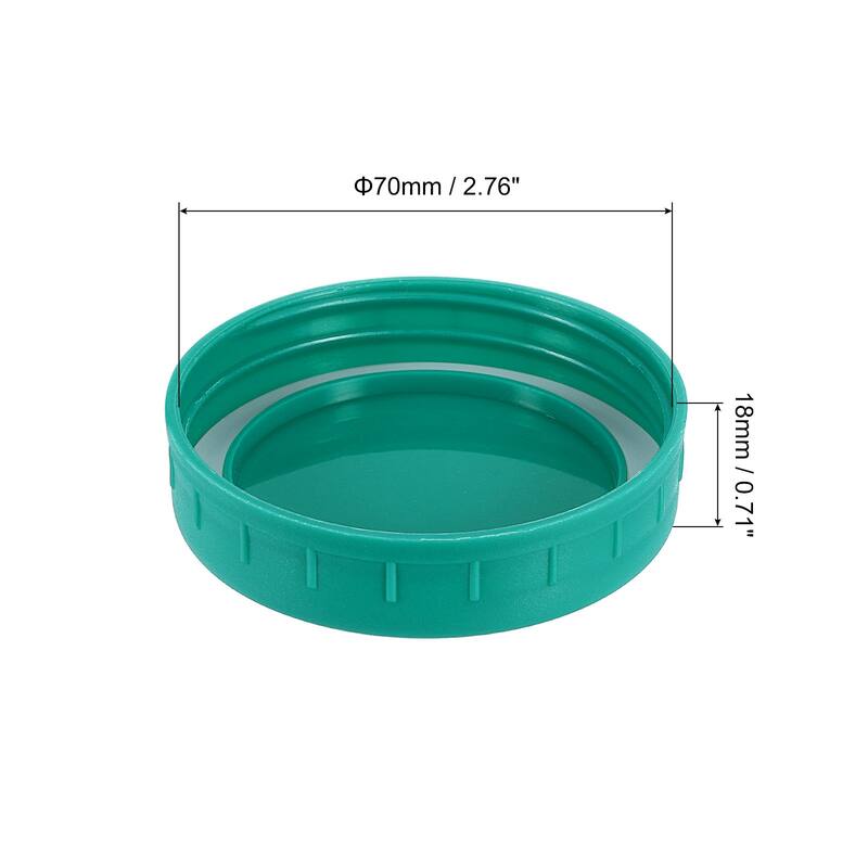 9Pcs Mason Jar Lid, Regular Mouth Plastic Lid with Silicone Rings - Dark Green - 70mm