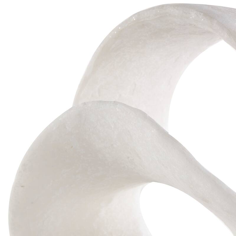 White Polystone Textured Wave Abstract Decorative Sculpture with Elevated Base