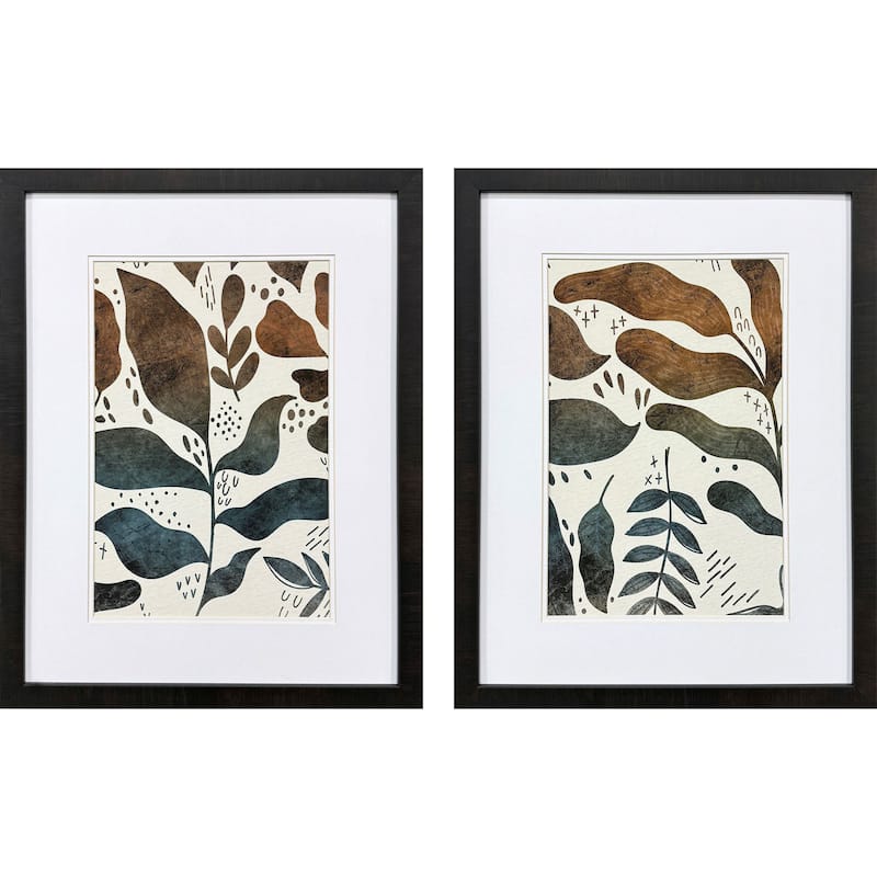 HomeRoots Set Of Two Dyed Fall Brown Framed Wall Art