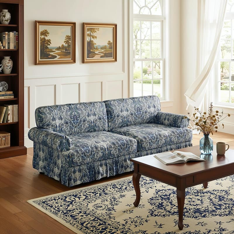 Homy Casa 3/4-Seater Chenille Cloud Sofa with Rolled Arms & Pleated Skirt, Extra Deep Seat, Multiple Colors