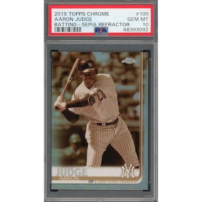 Aaron Judge 2019 Topps Chrome Sepia Refractor Baseball Card #100 Graded PSA 10 - 8'6" x 11'6"