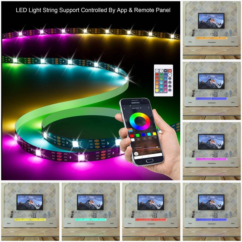 TV Console with Storage Cabinets, Remote, APP Control Long LED TV Stand, Full RGB Color Selection - White