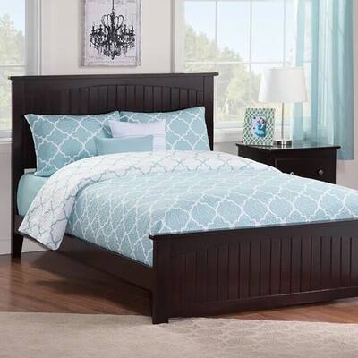 Farmhouse Solid Wood Full Panel Bed in Espresso