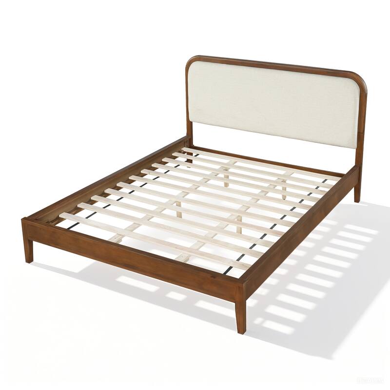 Christopher Knight Home - Oakmere Modern Solid Wood Platform Bed with Upholstered Headboard