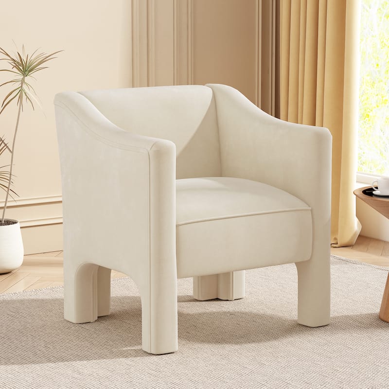 Christopher Knight Home - Barrel Modern Upholstered Accent Chair with Ergonomic Comfort. - Beige.