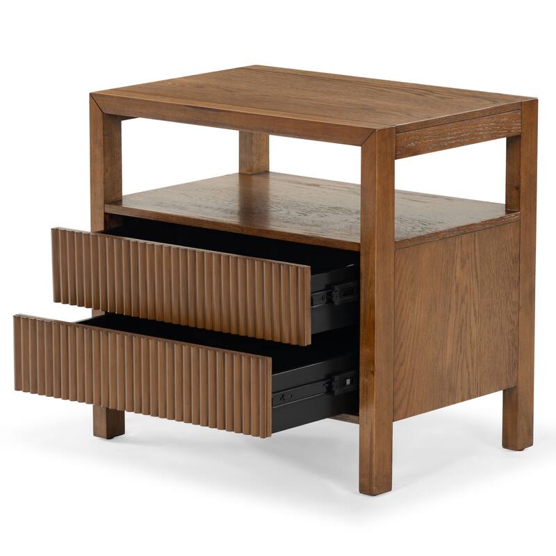SAFAVIEH Couture Shelbie 2-Drawer Reeded Nightstand, Fully Assembled