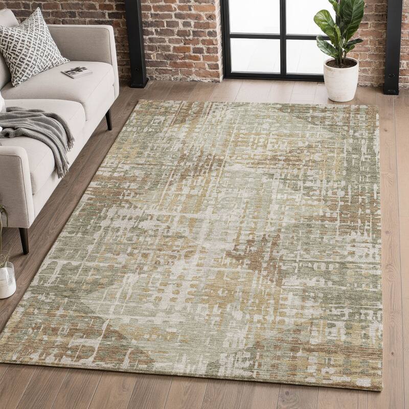 Premium Washable Super Soft Modern Diamonds Mayfield Rug - Aloe - 10' x 14'