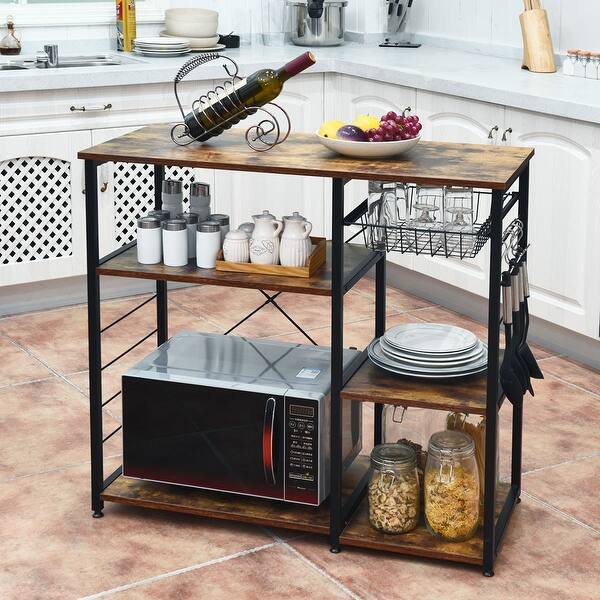 Shop Costway Industrial Kitchen Baker S Rack Microwave Stand Utility Overstock 31045198