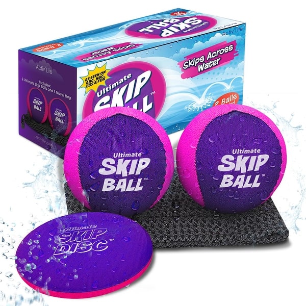 slide 2 of 3, Ultimate Skip Ball (Pink/Purple), Squishy Beach Balls, Best Outdoor Water Toys for Girls, Teens, Cool Summer Gifts