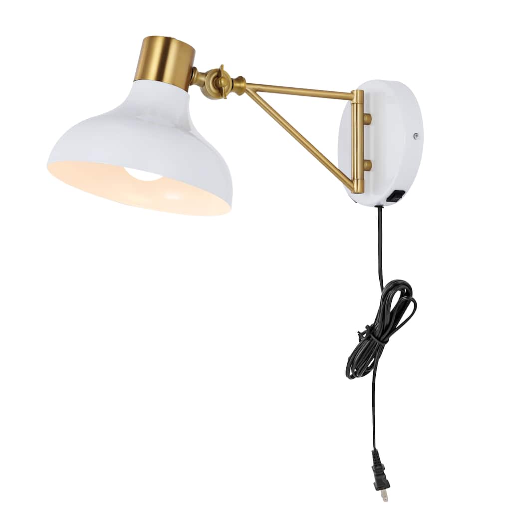 Lisa Swing Arm 1-Light Modern Midcentury Iron USB Charging Port LED Sconce, by JONATHAN Y