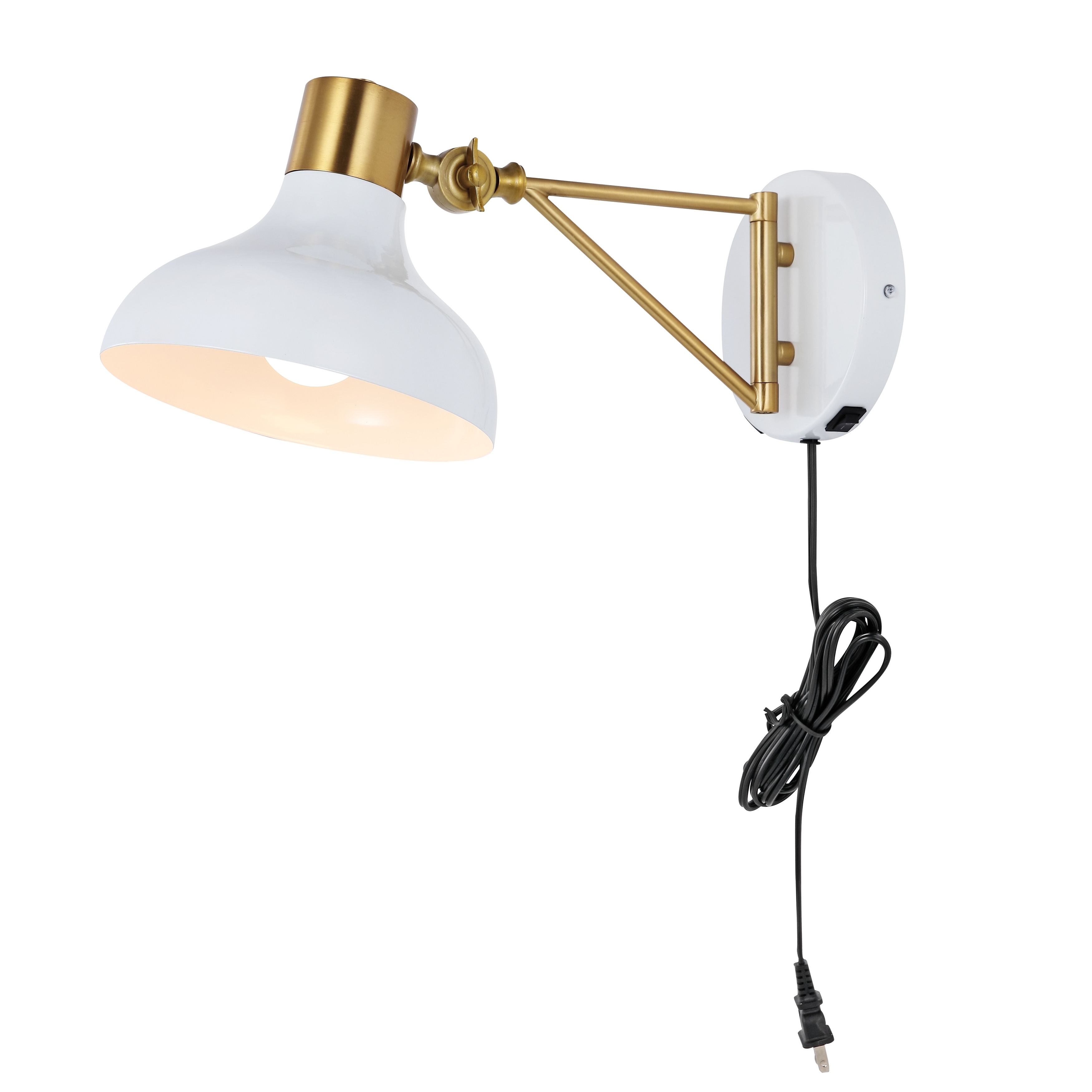 JONATHAN Y Lisa Swing Arm 1-Light Modern Midcentury Iron USB Charging Port LED Sconce