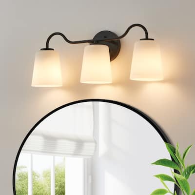 KAWOTI W23.5 inch Bathroom Vanity Light with Frosted Glass - W23.5" x E6" x H8.7"