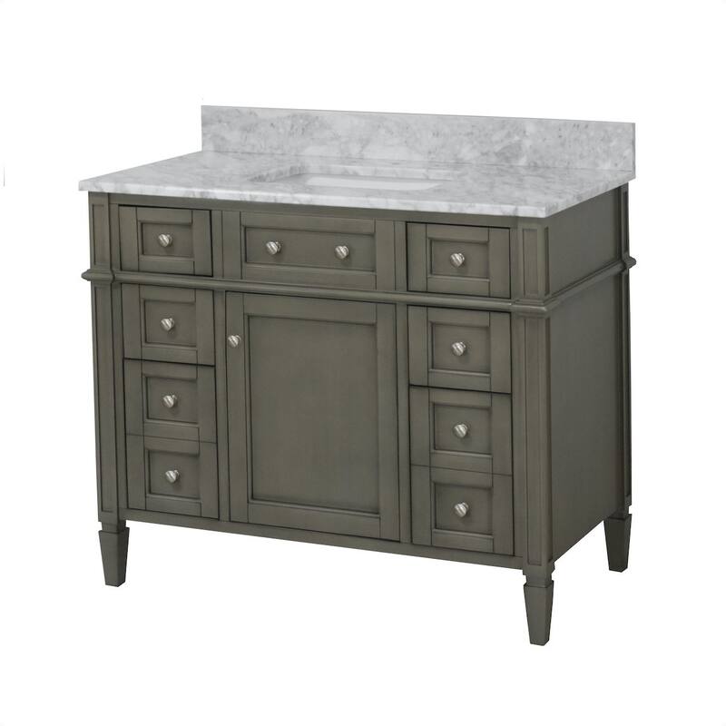 KitchenBathCollection Hailey 42" Bathroom Vanity with Carrara Marble Top