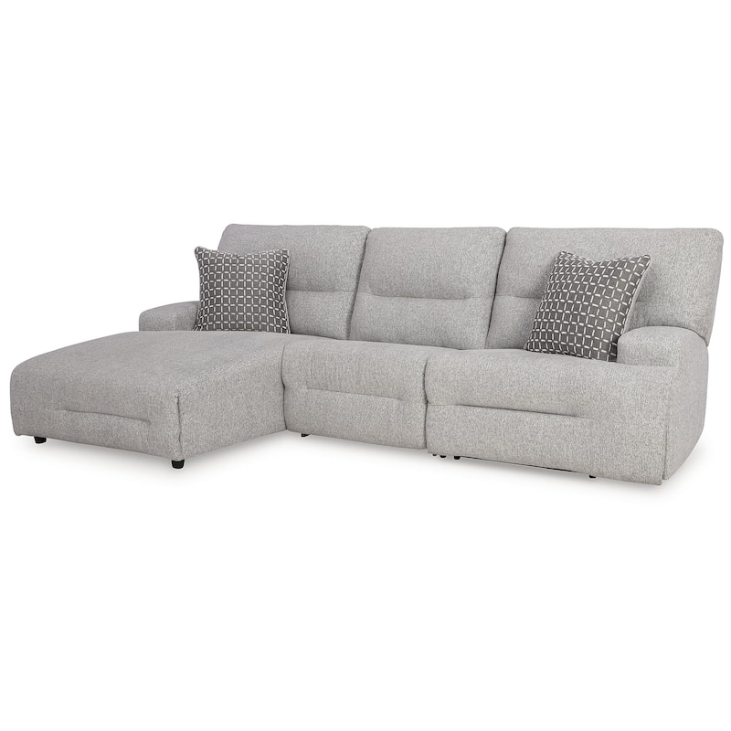 Signature Design by Ashley Acklen Place Light Gray 3-Piece Power Reclining Sectional - 115" W x 71" D x 42" H