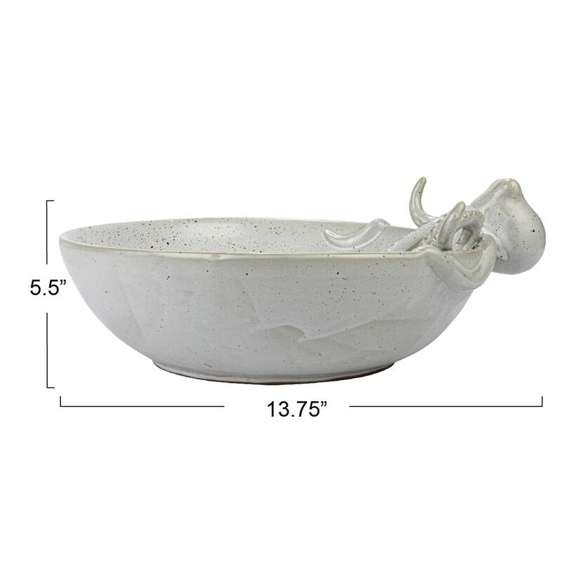 Stoneware Octopus Bowl with Reactive Glaze - 13.8"L x 11.8"W x 5.4"H - 13.8"L x 11.8"W x 5.4"H