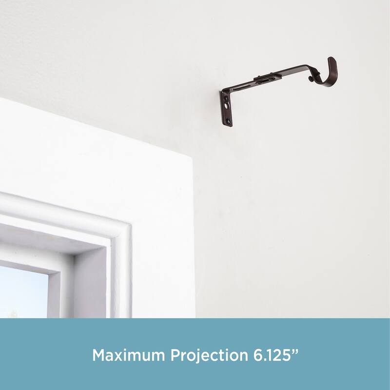 Kenney® 3/4" Adjustable 4.5-6.125" Curtain Rod Mounting Brackets, Set of 2, Black