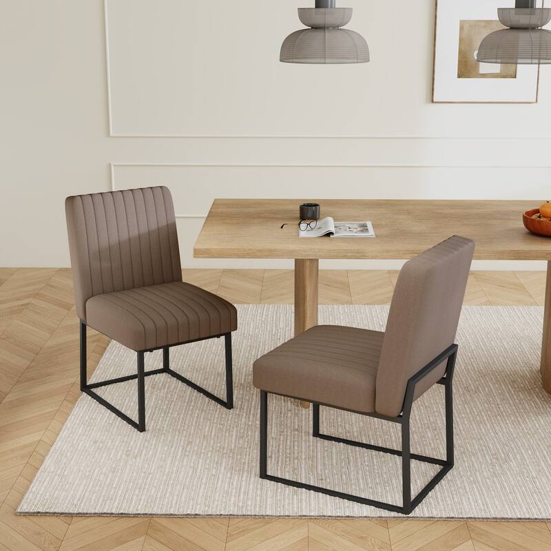 Mid Century Modern Dining Chair with Black Metal Legs