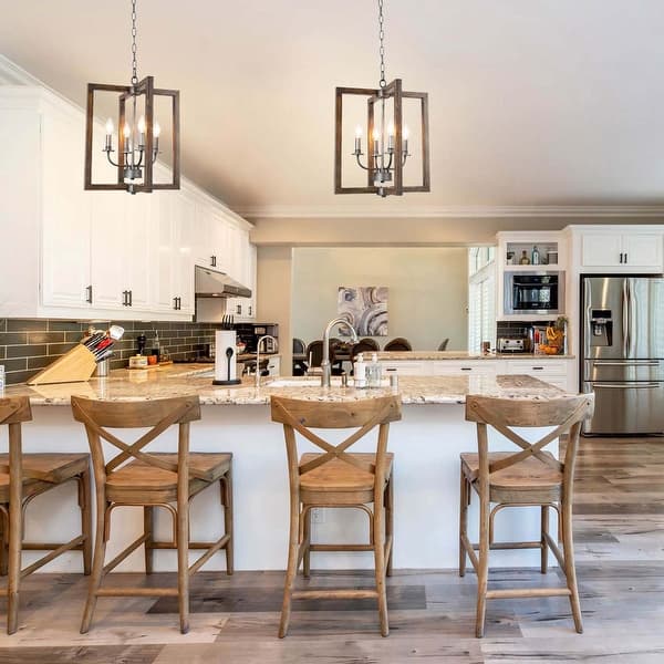 Modern Farmhouse 4 Lights Faux Wood Pendant Lighting Fixture For Kitchen Island Dining Room W16 5 Xh20 On Sale Overstock 29817467