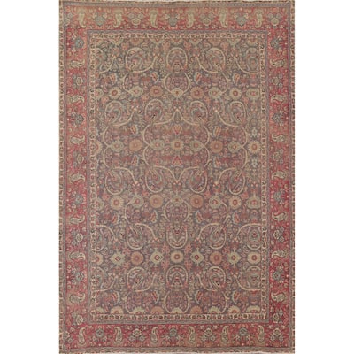 All-Over Floral Tabriz Persian Vintage Area Rug Handmade Wool Carpet - 8'3" x 11'0"