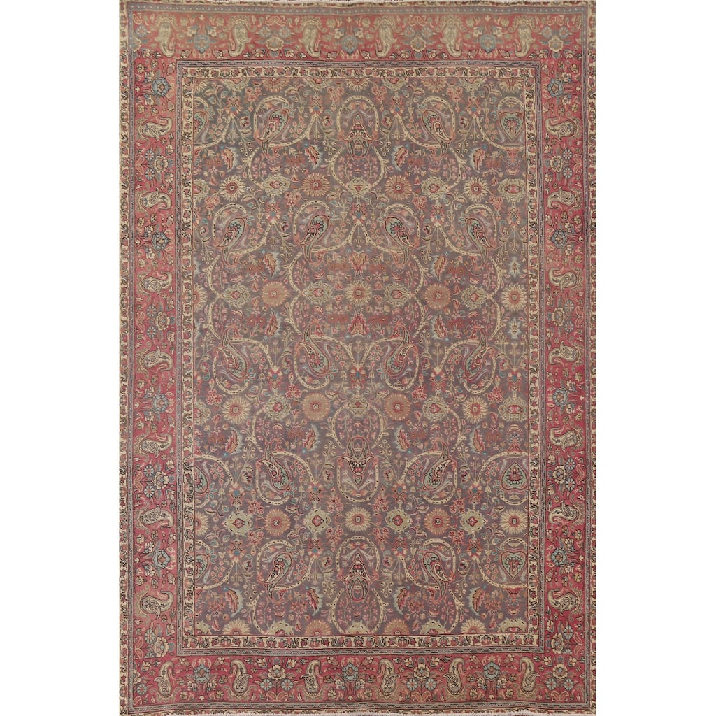 All-Over Floral Tabriz Persian Vintage Area Rug Handmade Wool Carpet - 8'3" x 11'0"