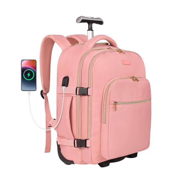 Rolling Backpack for Women, 17Inch Laptop Travel Backpack with Wheels, Carry on Luggage Airplane - Bed Bath & Beyond - 42714495 Rolling Backpack for Women, 17Inch Laptop Travel Backpack with Wheels, Carry on Luggage Airplane - Bed Bath & Beyond - 42714495