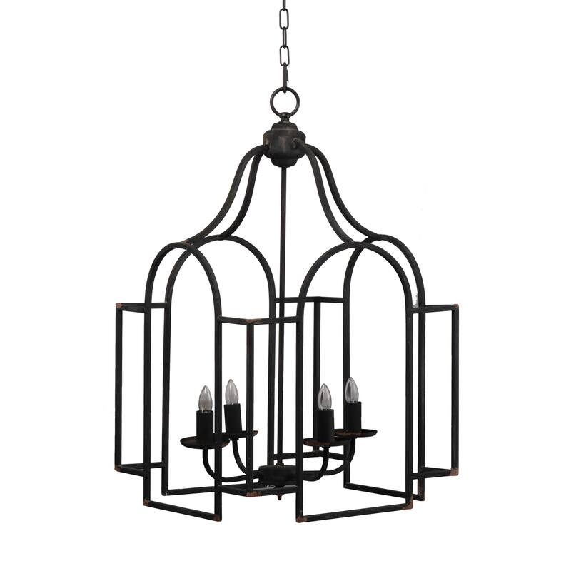 17.3x17.3x28.7" Malin Entry 4-Light Chandelier, Hanging Light Fixture, Bulb Not Included