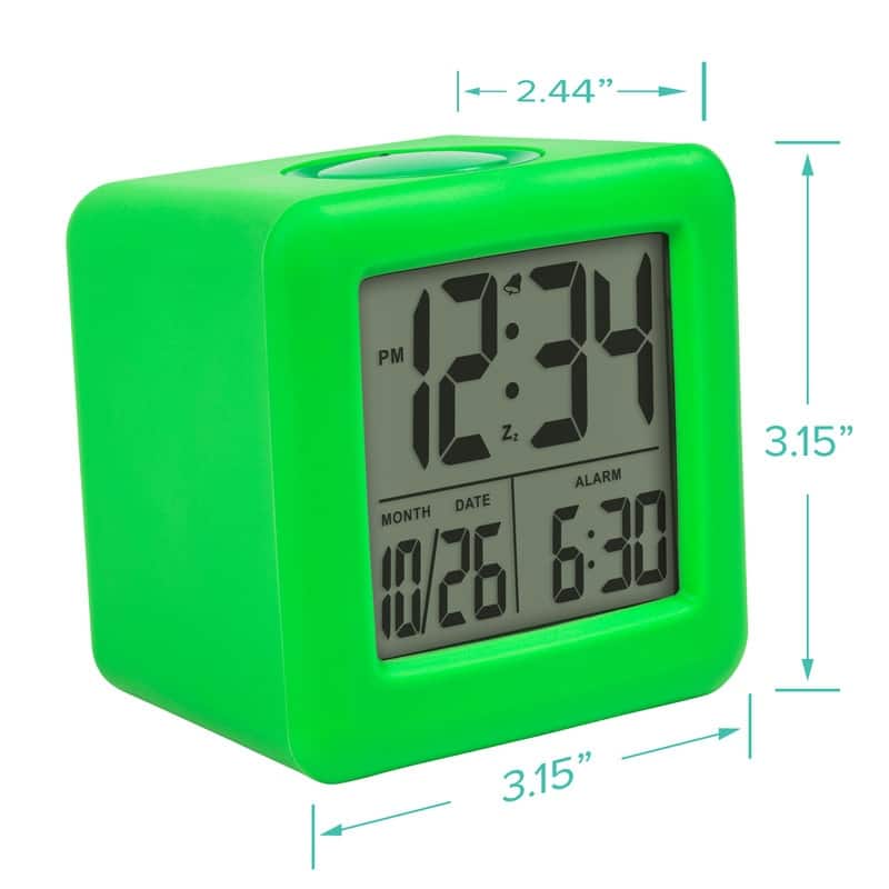 Equity by La Crosse Green Soft Cube LCD Alarm Clock with Smart Light