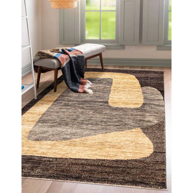 ECARPETGALLERY Hand-knotted Peshawar Ziegler Dark Brown Wool Rug - 5'1 x 6'9