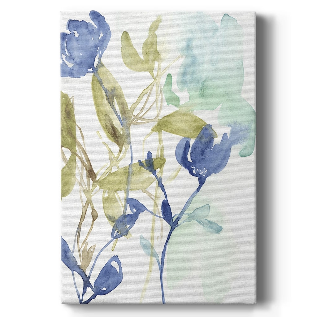 Cobalt & Olive Bouquet I Premium Gallery Wrapped Canvas - Ready to Hang