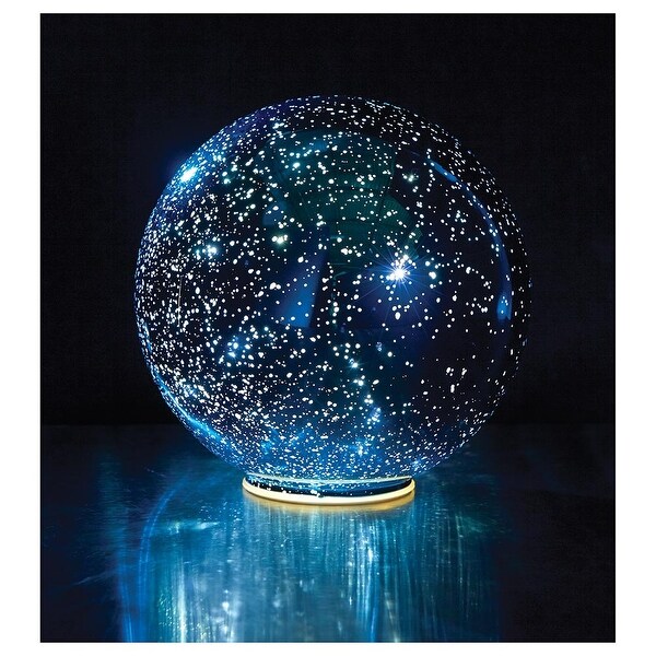 Lighted Mercury Glass Ball Sphere - Blue