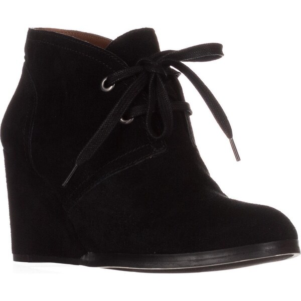 lace up black wedge booties